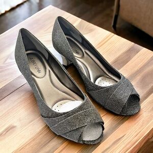 NEW Aubrey Lynn Al-Abbey Dark Gold/Pewter Evening Glitter Shoes, Size 10